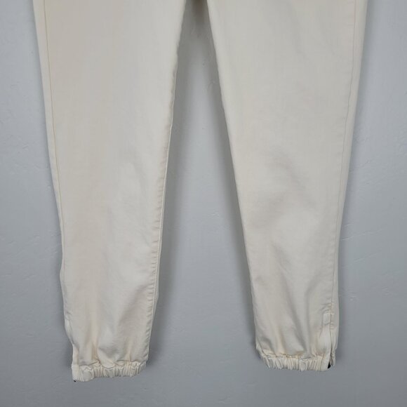 Paige Mayslie Jogger Ankle Zip Stretch Pants Quartz Sand Ivory Size 27 - Picture 4 of 12